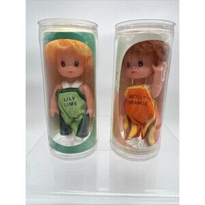 Pop Playmates Vintage Lily Lime Molly Orange 4” Dolls In Cases